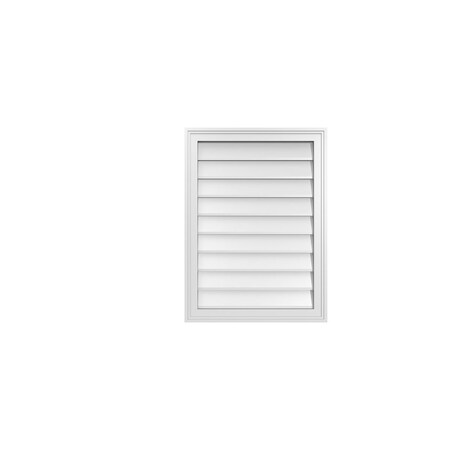 Ekena Millwork Vertical Surface Mount PVC Gable Vnt: Non-Functional, w/2"W x 1-1/2"H, Brickmould Frame, 22"W x 30"H GVPVE22X3002SN